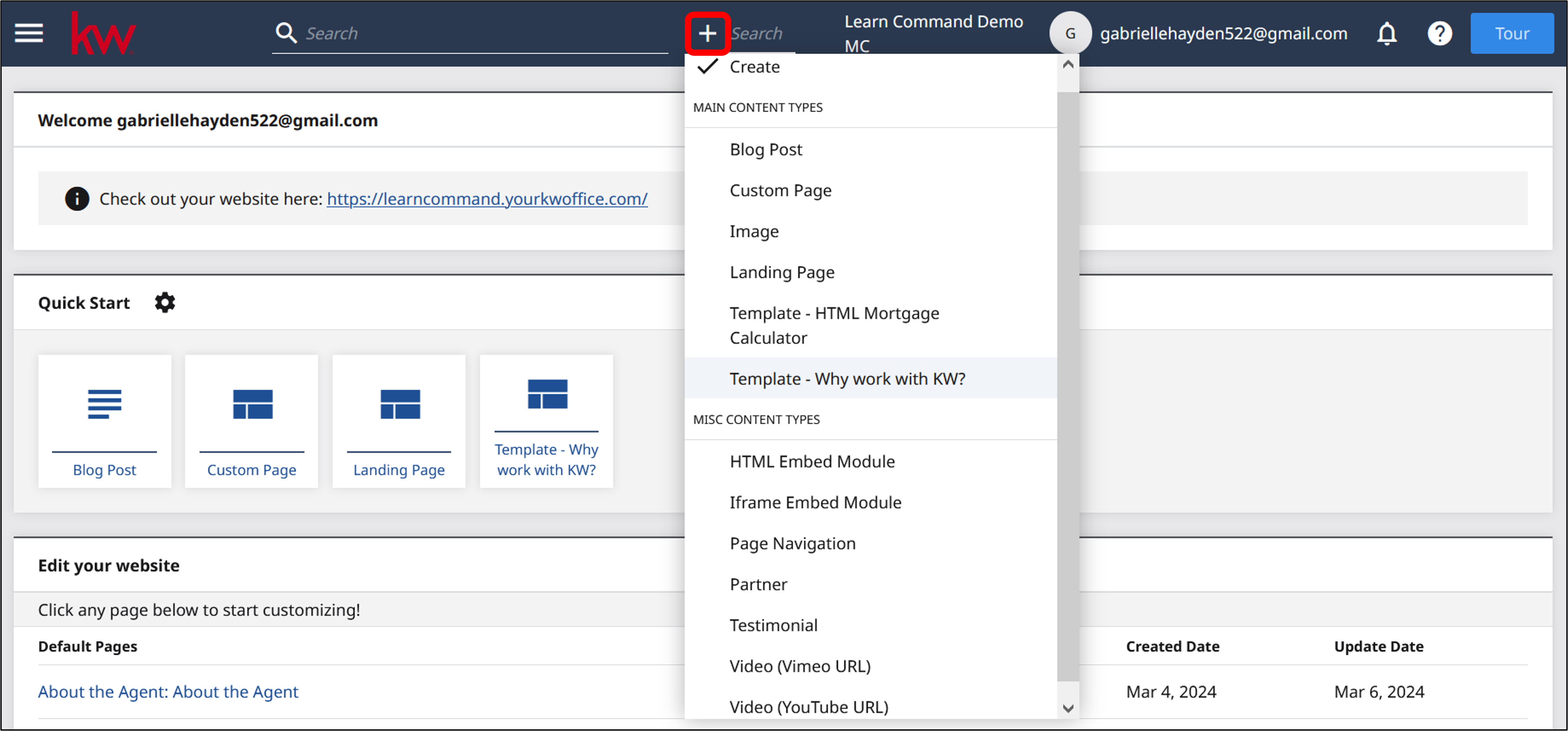 cmc sites add content drop-down.png